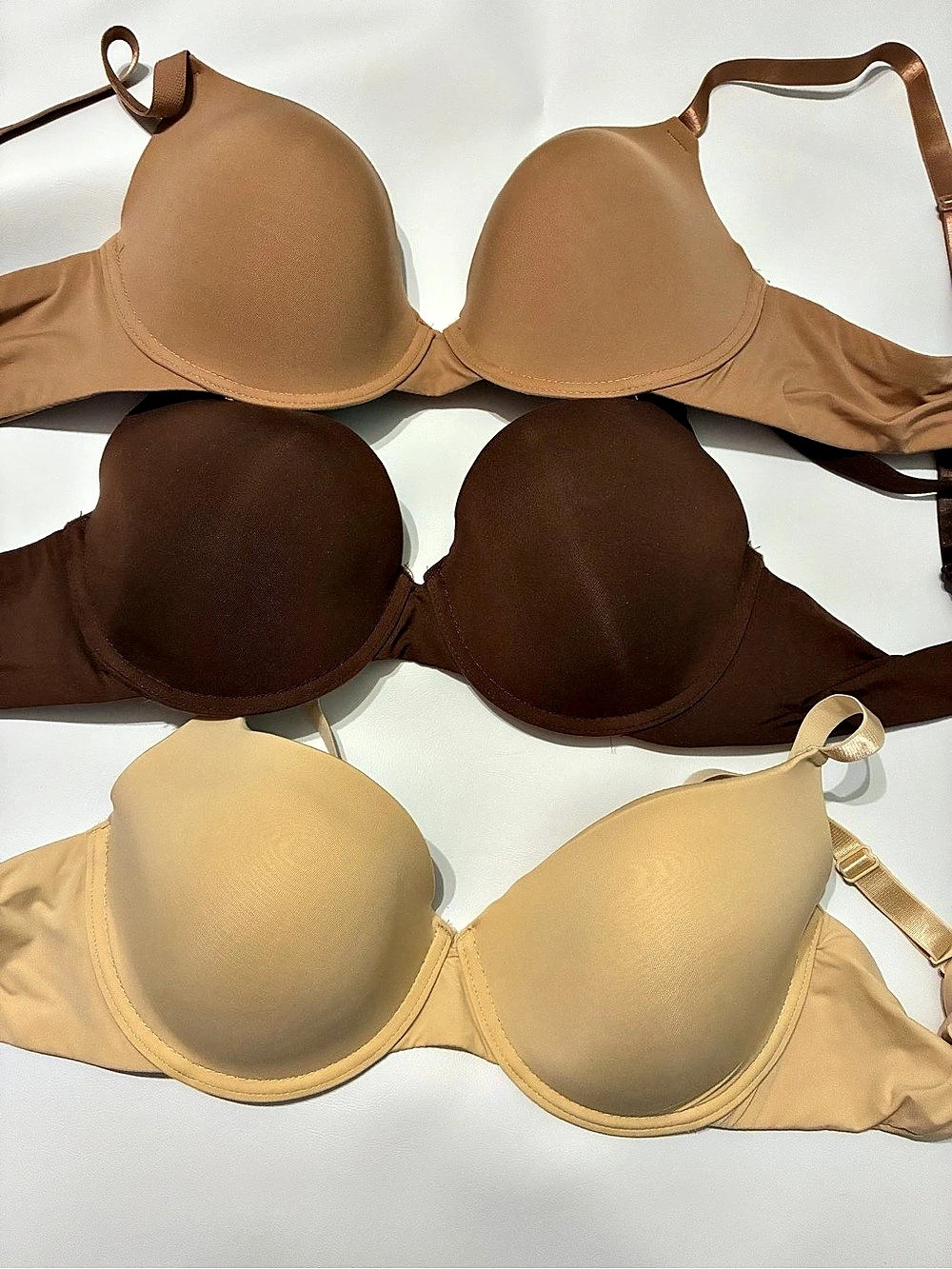 Essentials 3-Pack Underwire Bras in Brown & Tan Size 40C